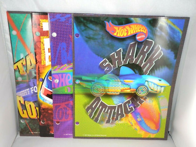 Lot of 4 Hot Wheels Folders - 3 Hole Punched Mead Corp Portfolio Vintage 1997 