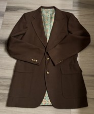 Vintage The Knack Blazer Jacket Men 42R Brown Made in the USA 70s