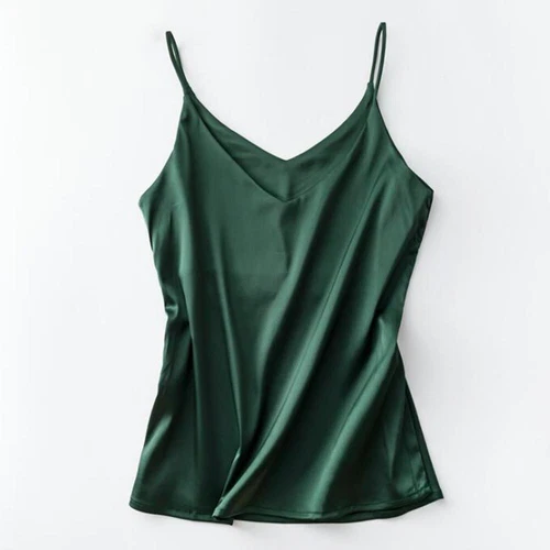 Women Silk Satin Tank Cami Plain Sleeveless Strappy Camisole Vest Casual Tops - Picture 23 of 35