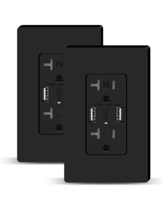 2 pack USB Charger Wall Outlet 4.8A USB Receptacle 20A Duplex Tamper Resistant