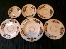 Syracuse China Peasantry O.P.CO. RR ? Mixed Plates & Soup Coupe Bowl 6 Pcs. RARE