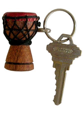Djembe Drum Key Chain - Solid Carved Wood, Goat Skin, and Rope! - Picture 3 of 3