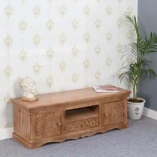 Brilinta Modern Design Solid Mango Wood 2 Doors and 1 Drawer TV Cabinet Stand