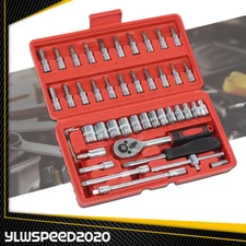 1/4" Ratchet Wrench Combination Socket Tool Set Kit Auto Car Repair Tool 46PCS