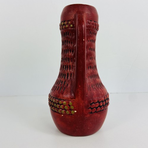 Germany Pre-WWII Crimson Red 6.75" Ceramic Vase Cold Painted Brutalist Art Deco - Picture 4 of 14