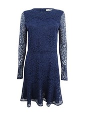 Michael Michael Kors Women's Arabesque Floral Dress (2, True Navy) 191262485633