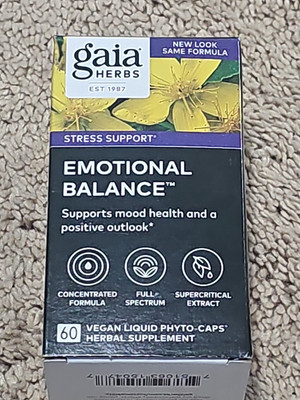 Gaia Herbs Emotional Balance Stress Support Supplement, 60 Ct, Exp 07/26