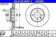 2x ATE Bremsscheibe 24.0122-0281.1 für SEAT SKODA VW