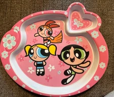 Zak Designs PowerPuff Girls Oval Melamine Plate Heart Section NEW