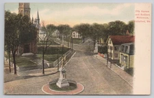 VTG Postcard Biddeford ME City Square Soldiers Monument Universalist Church