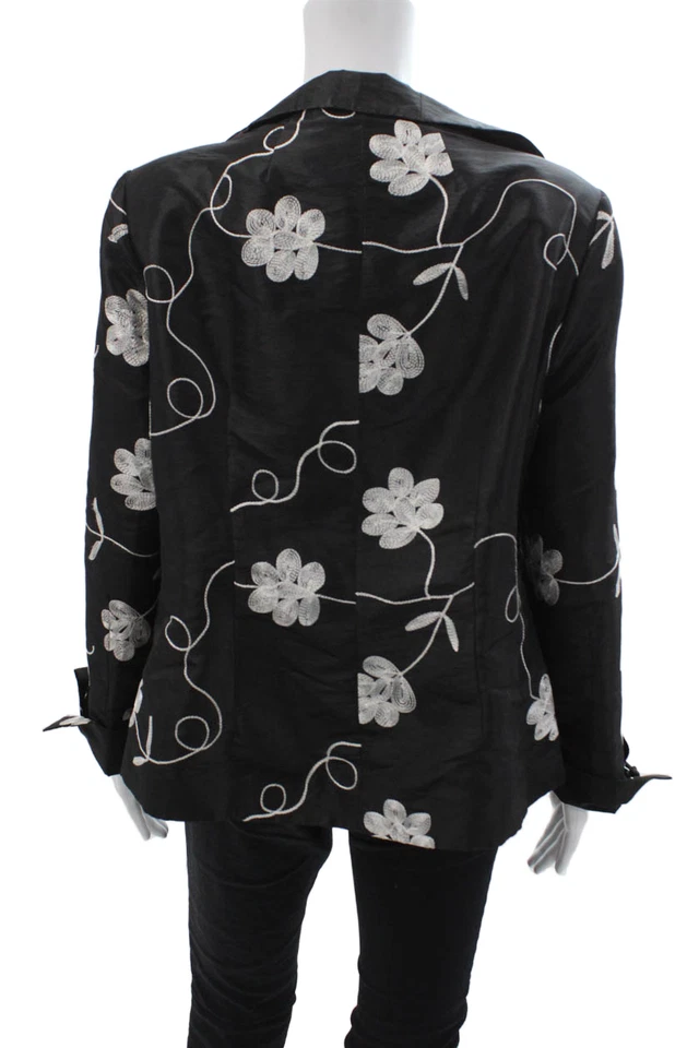 Blazer Grace Chuang Mujer Floral Negro Manga Larga Talla L Foto 3 de 4