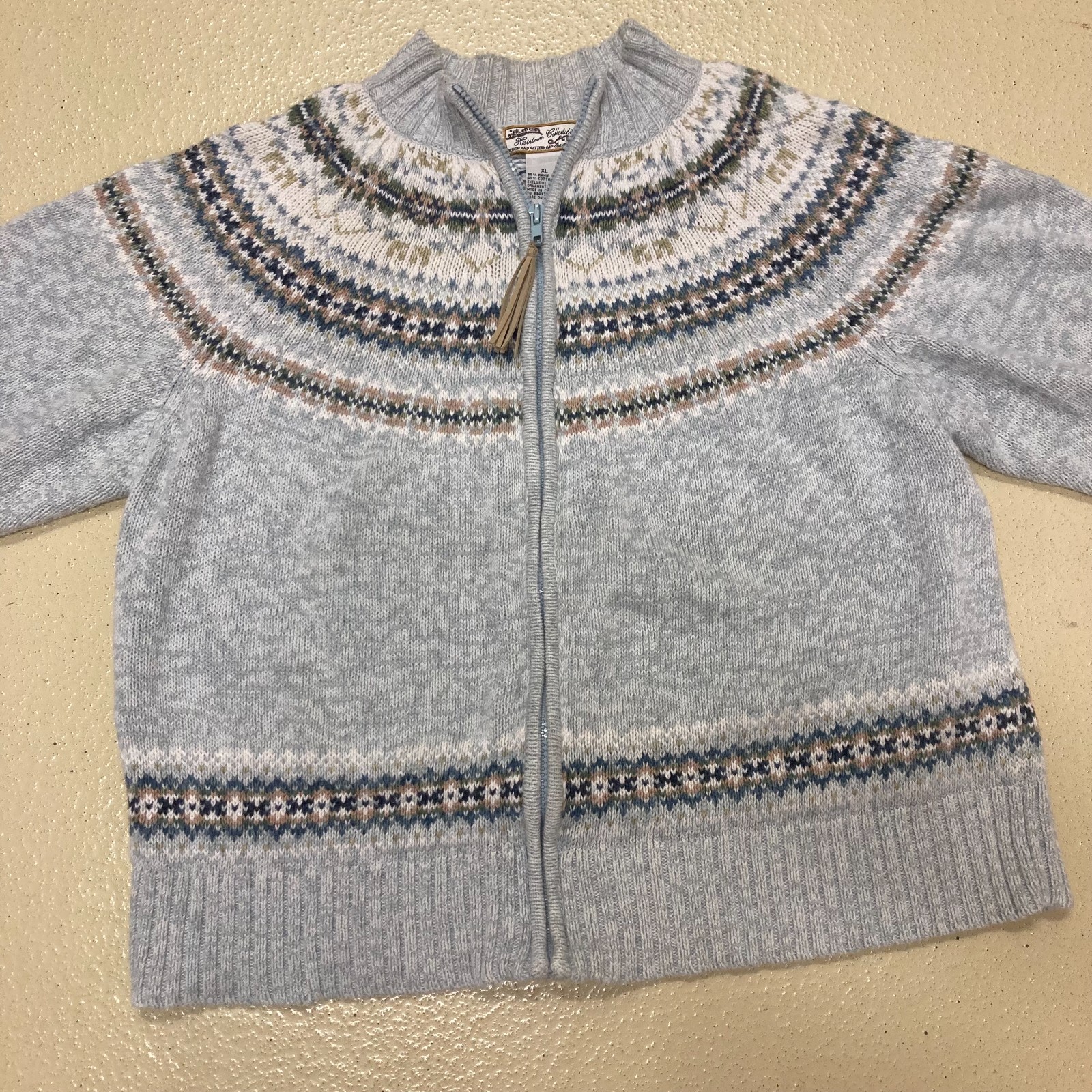 Heirloom Collectibles Women XL Fair Isle Grannycore Cottagecore Full Zip Sweater