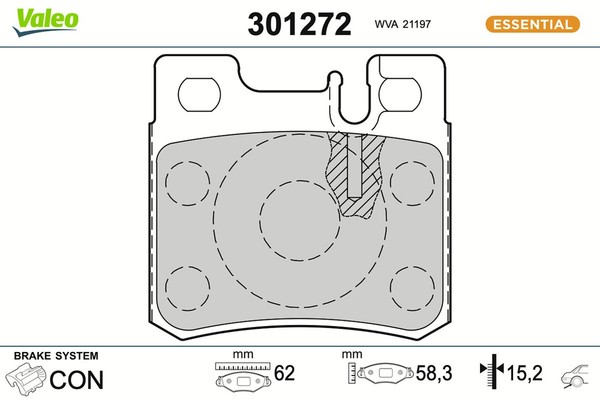 Valeo Bremsbelagsatz Scheibenbremse Essential 301272 FüR Mercedes A124 190 124-image