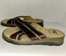 Vintage Doc Martens Light Brown Leather Criss Cross Slip On Sandal Size 7 #8A53