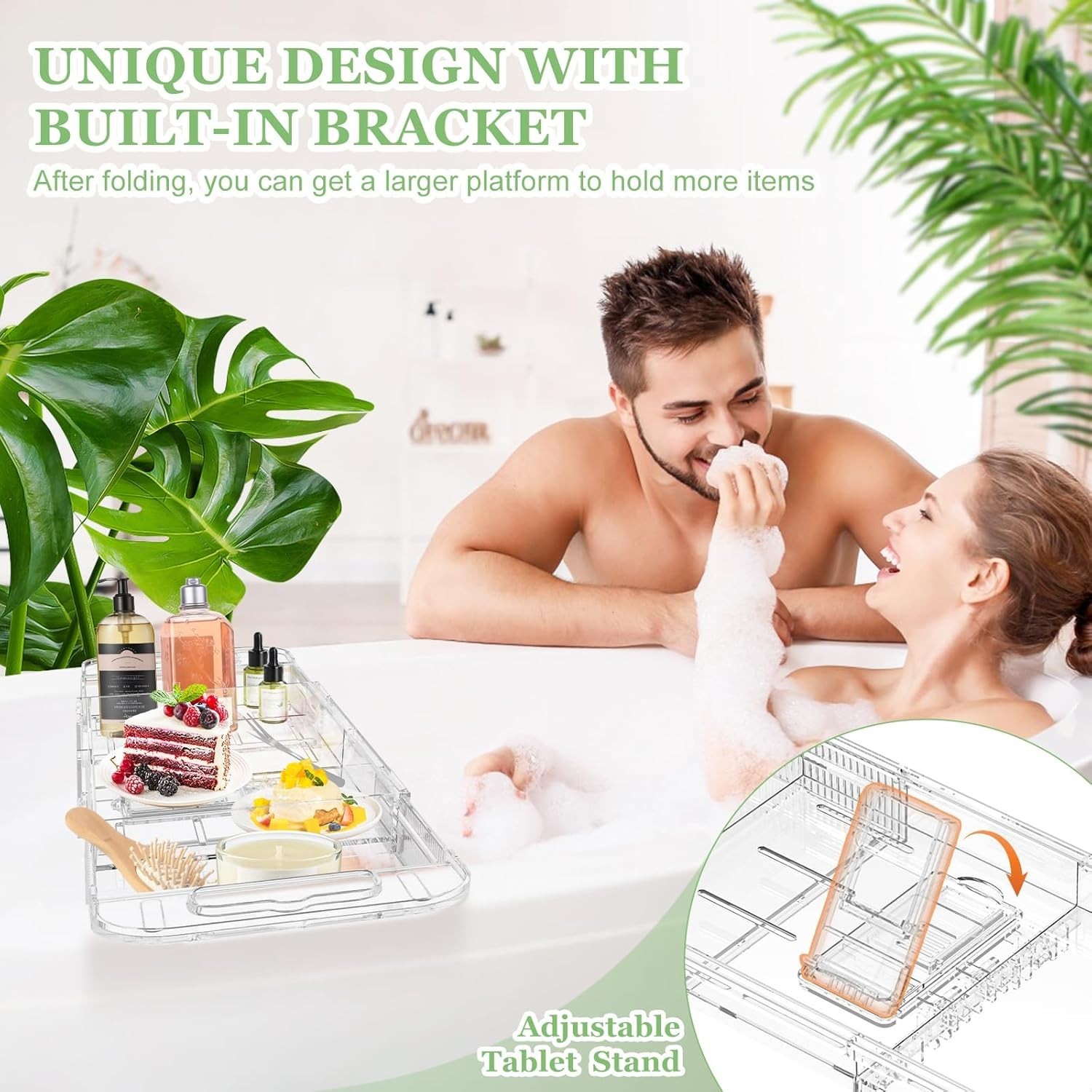 Deluxe Collapsible Bath Tray - Perfect for Wine, Books, and Home Spa Essentials thumbnail 8