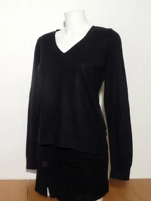 🌼 Pull Léger Noir à Manches Longues et Encolure V- Taille XS- The Basics C&A - Photo 1/4