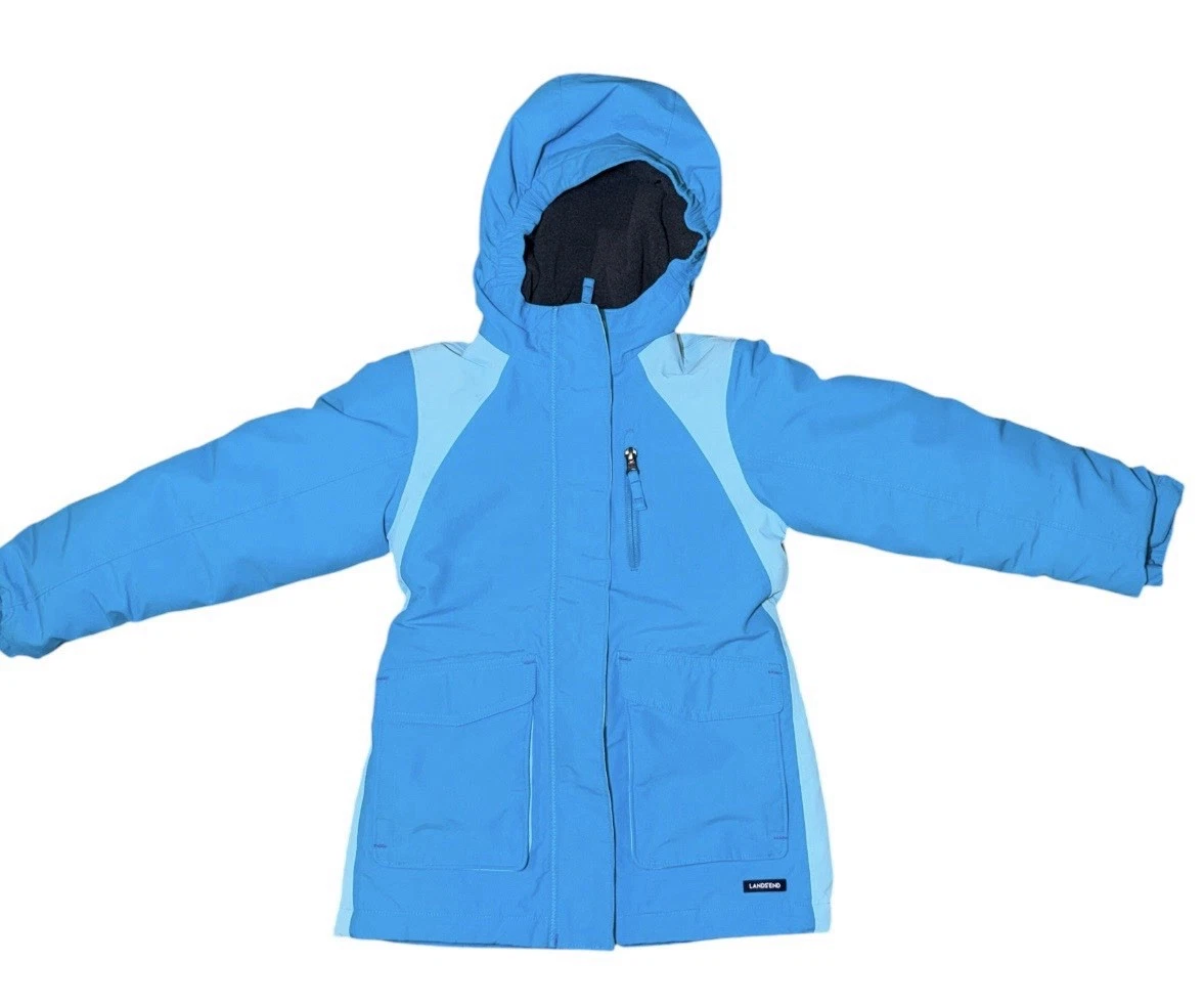 Lands’ End Kids 5-6 Blue Insulated Hooded Winter Jacket Coat