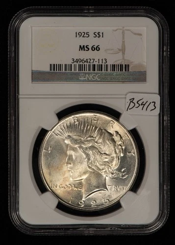 1925 $1 Silver Peace Dollar - NGC MS 66 - SKU-B5413