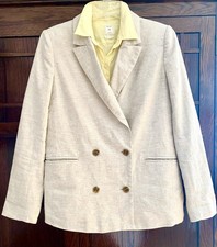 Banana Republic Cream Blazer Linen Blend Double Breasted Relaxed Fit Women 4