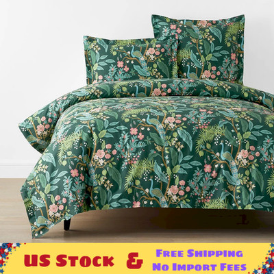 Rifle Paper Co. Peacock Classic Smooth Sateen Comforter & Pillowcase Set