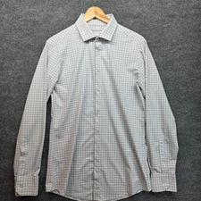 Mizzen and Main Mens Trim Fit Performance Menswear Plaid Dress Shirt Size S