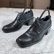 Kenneth Cole Shoes Women's 9B Vintage Black 90s Y2K Leather Block Heel Oxford