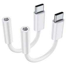 USB Type C to 3.5mm Headphone Jack Adapter 2-Pack for iPhone 17 Air 16 15 Pro