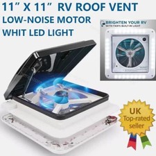 12V Roof Vent Crystal Turbo Fan Camper Van Motorhome Caravan Skylight Vent + Led