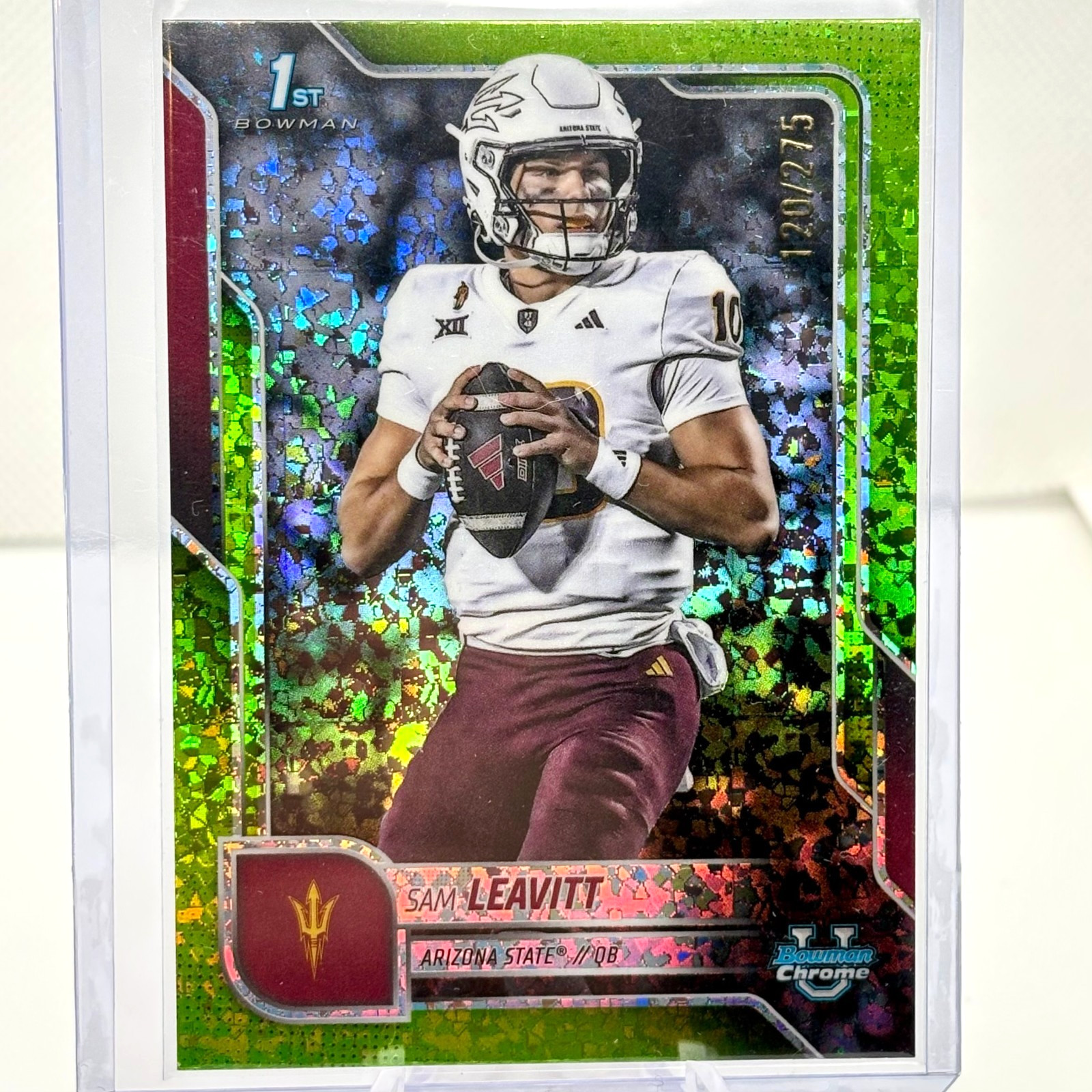 2025 Bowman U Chrome Sam Leavitt #195 1st Bowman Lime Green Mini Diamond 120/275