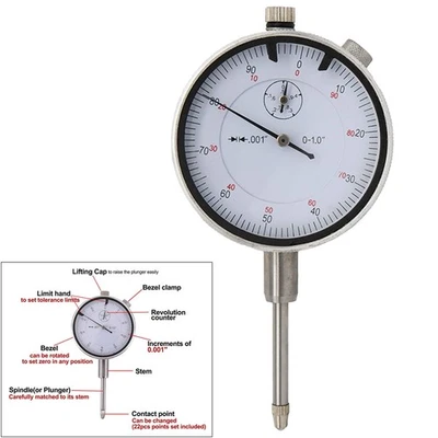 0-1" Dial Test Indicator / DTI Guage / Clock Gauge TDC Precision Measuring 1x