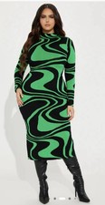 Fashion Nova Azaria Sweater Midi Dress In Black and Green Brand New Size 2XL