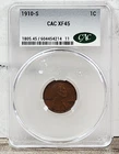 1910-S Lincoln Cent 1c Wheat Penny CAC XF45 Choice Extremely Fine* Solid Coin