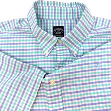 Brooks Brothers Mens 1XLT Stretch Gingham Short Sleeve Button Down Shirt