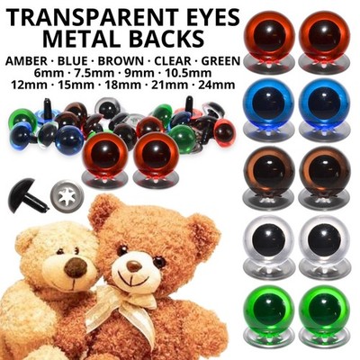 Sicherheitsaugen mit Metallrücken - transparente Farbe Teddybär Stofftier Puppenherstellung