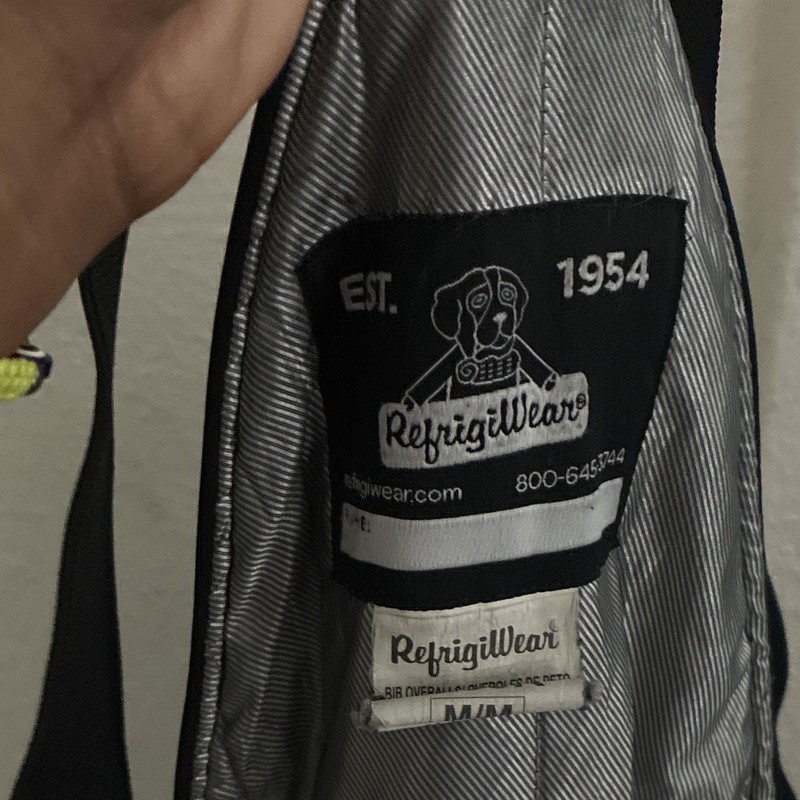 RefrigiWear Insulated Black Bib Overalls Work Coveralls Polyester Nylon