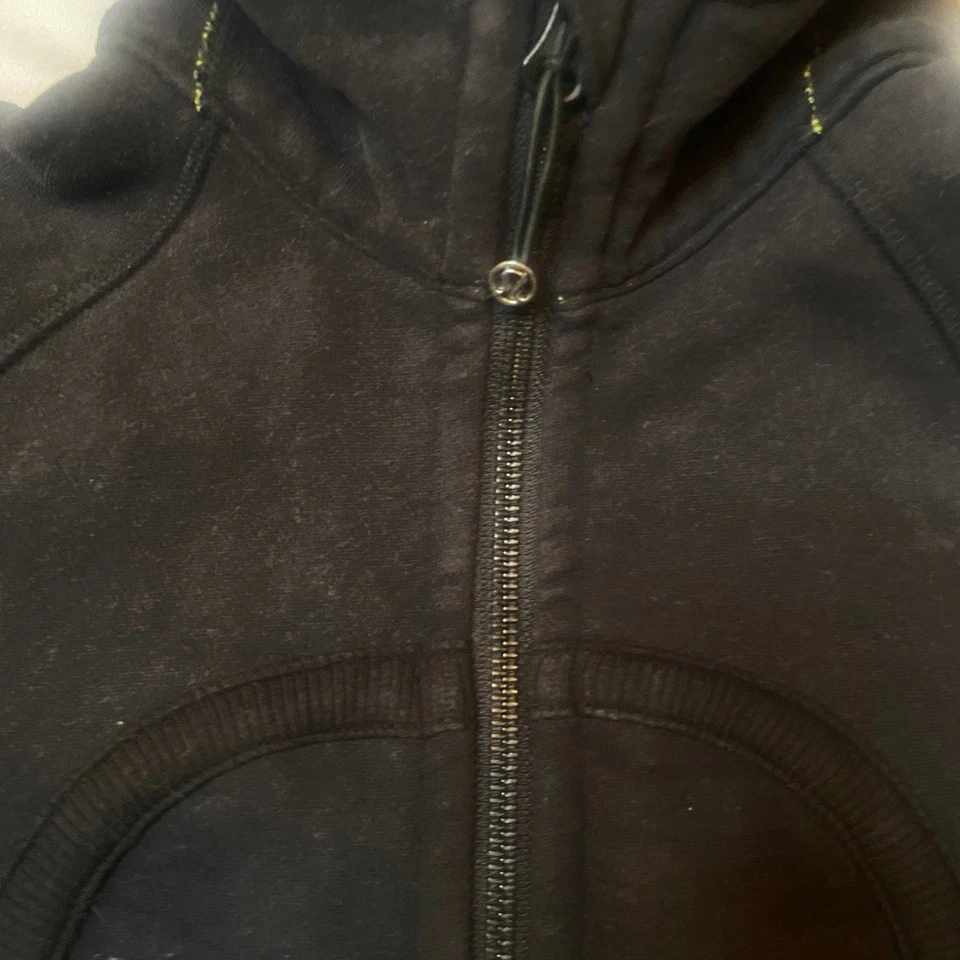 Lululemon Scuba Hoodie II Womens 2 Black Neon Fleece Lined Full Zip Sweatshirt - Image 2 of 4