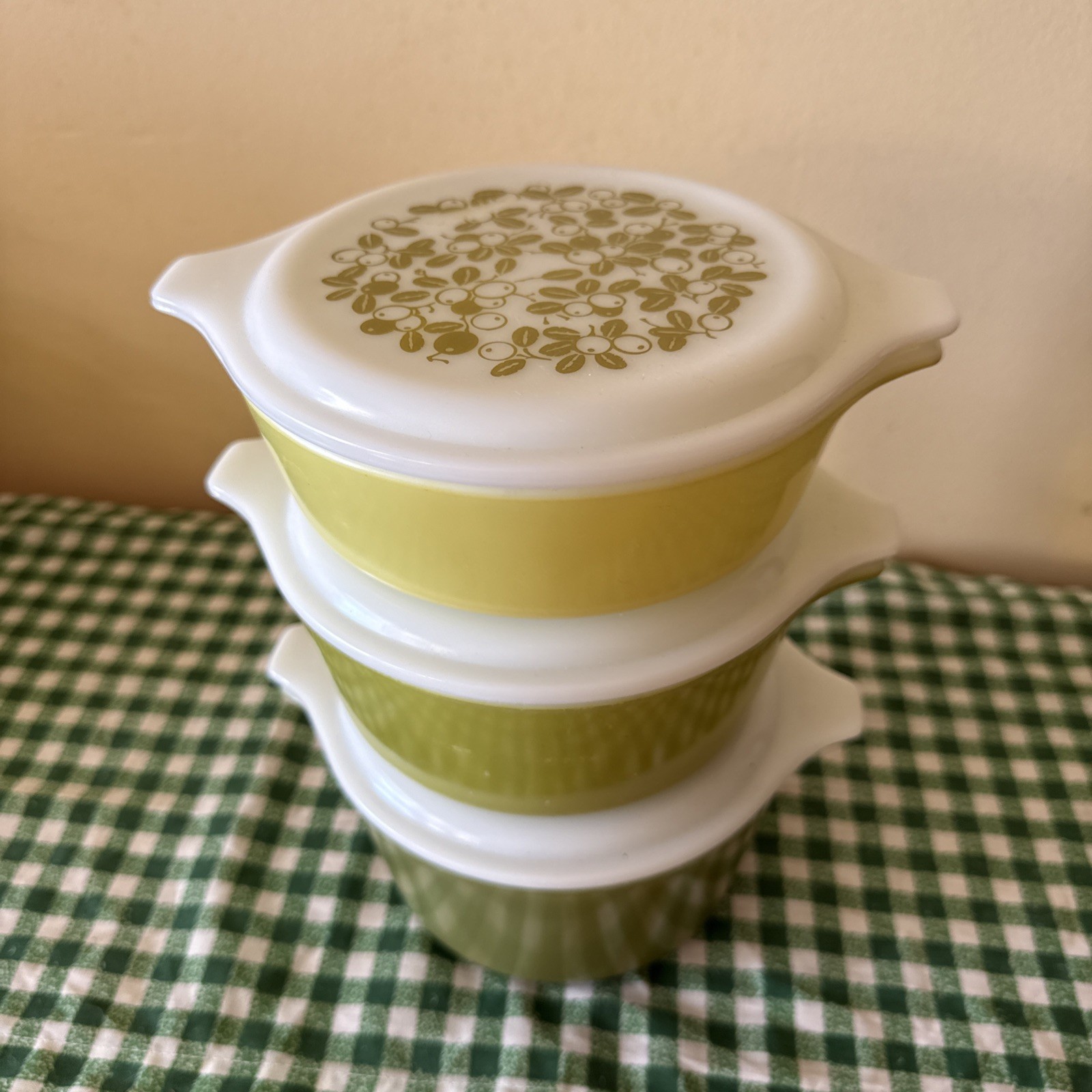 Rare Find Vtg Pyrex Verde Casserole Set Made In USA