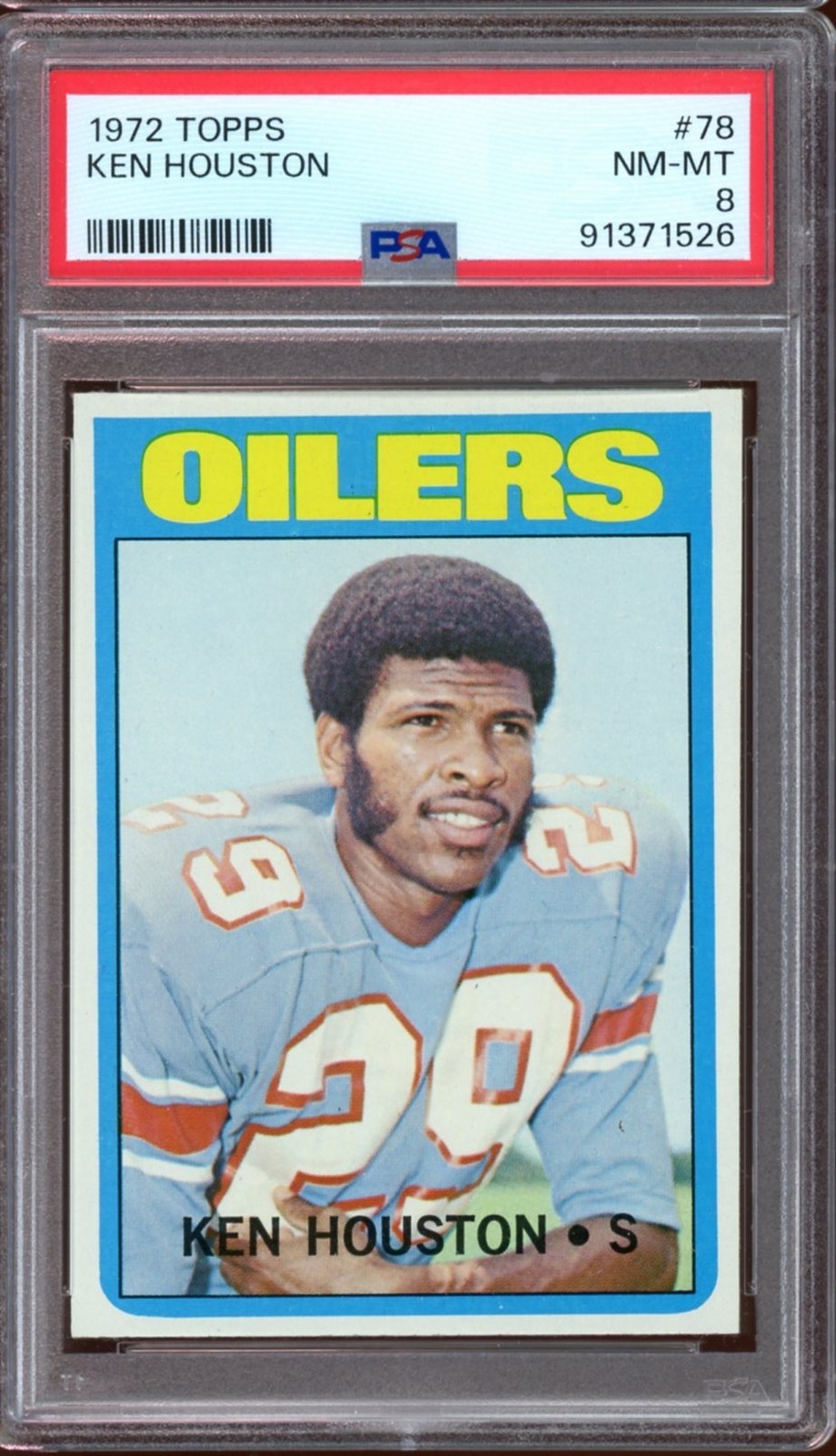 1972 Topps Football #78 Ken Houston PSA 8 *d2