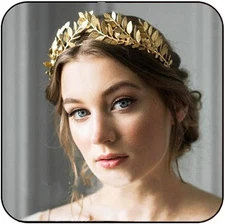 Gold Leaf Headpiece Headband Greek Goddess Crown Wedding Bridal New Years Party