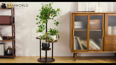 Bamworld 3Tier Plant Table Indoor Corner Plant Stand Tall Metal