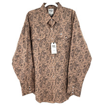 NEW Ely Cattleman Men's Paisley Print Western Pearl Snap Shirt XXL Brown Landman