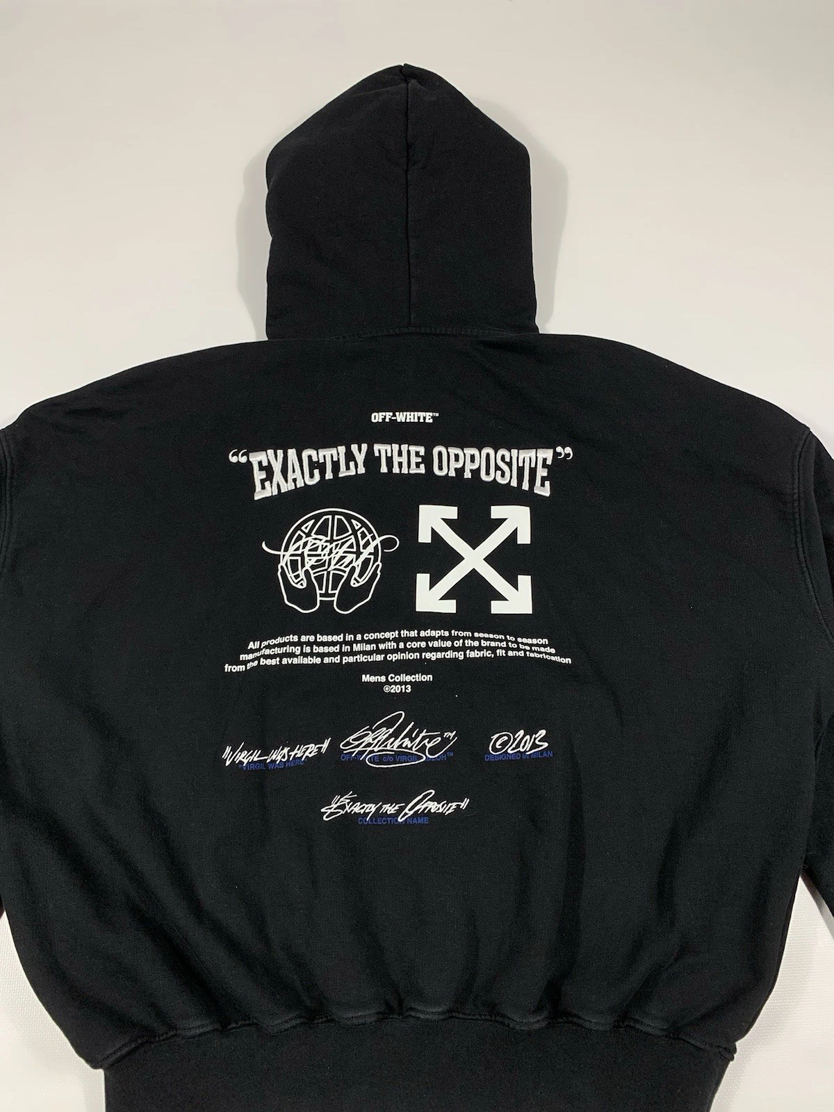 Felpa nera con cappuccio Off White "Exactly The Opposite" taglia S