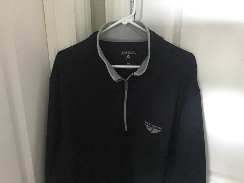 Antigua XXL Poly/Spandex Long Sleeve Pullover Golf Shirt - Olympic Club - NWOT!
