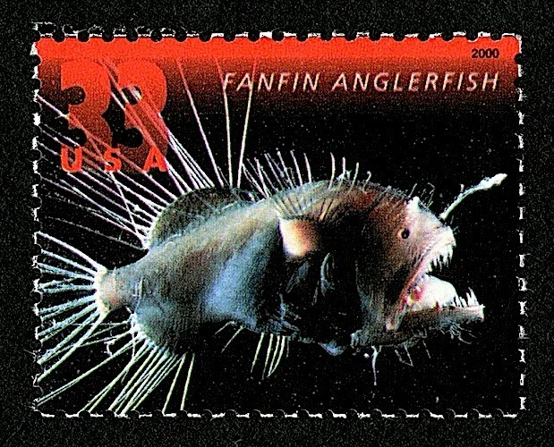 2000 DEEP SEA CREATURES Strip 5x33¢ Stamps #3439-43 Fanfin Anglerfish, Fangtooth - Image 2 of 4