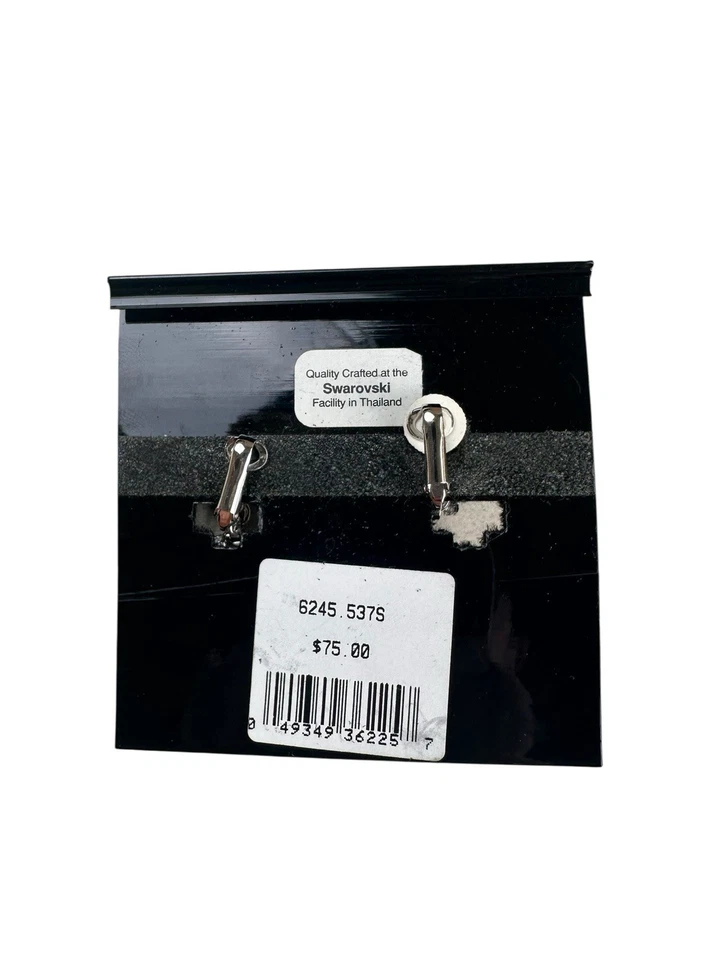 Swarovski Clip On Earrings Heart Oceanic Tanzanite Dangle Rhodium Plated - Image 3 of 4