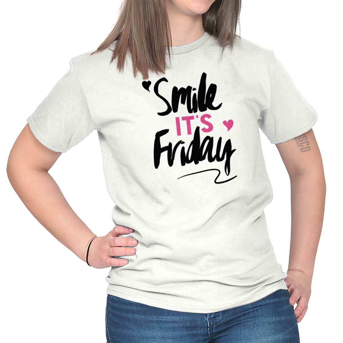 【enzoblues】Holiday Boxy T-Shirt ラウンド Tシャツ Funny Weekend Vibes Smile Its Friday TGIF Womens Graphic