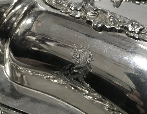 1820s Georgian Sheffield-Plate4 part Silver Entree Dish with Armorial Crest - Picture 7 of 24
