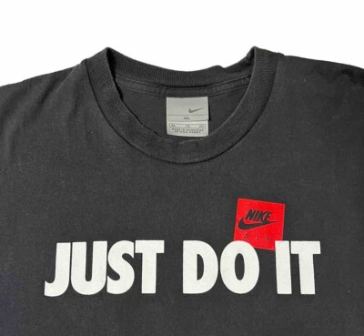 Nike Vintage Sz XL T-Shirt Mens Track Grunge Surf Skate 90s Y2K Black Faded H-25