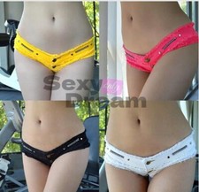Girls Jeans Short Thong Mini Pants Low Waist Stretchy Hot Club Casual Denim
