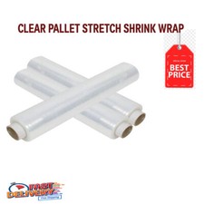 2 x CLEAR STRONG ROLLS PALLET STRETCH SHRINK WRAP PARCEL PACKAGING CLING FILM